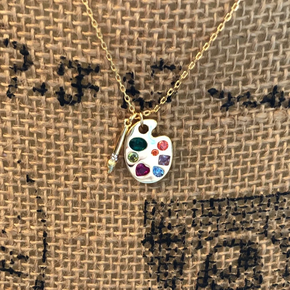 Authentic New with tag Kate spade Gold Artist Palette Necklace